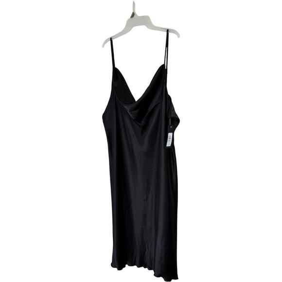 Bebe Dress 3X Black Slip Midi Cowl Neck Satin Style Plus Size Made in USA NWT - Picture 4 of 14